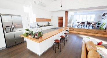Home Interior With Open Plan Kitchen And Dining Area
