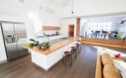 Home Interior With Open Plan Kitchen And Dining Area